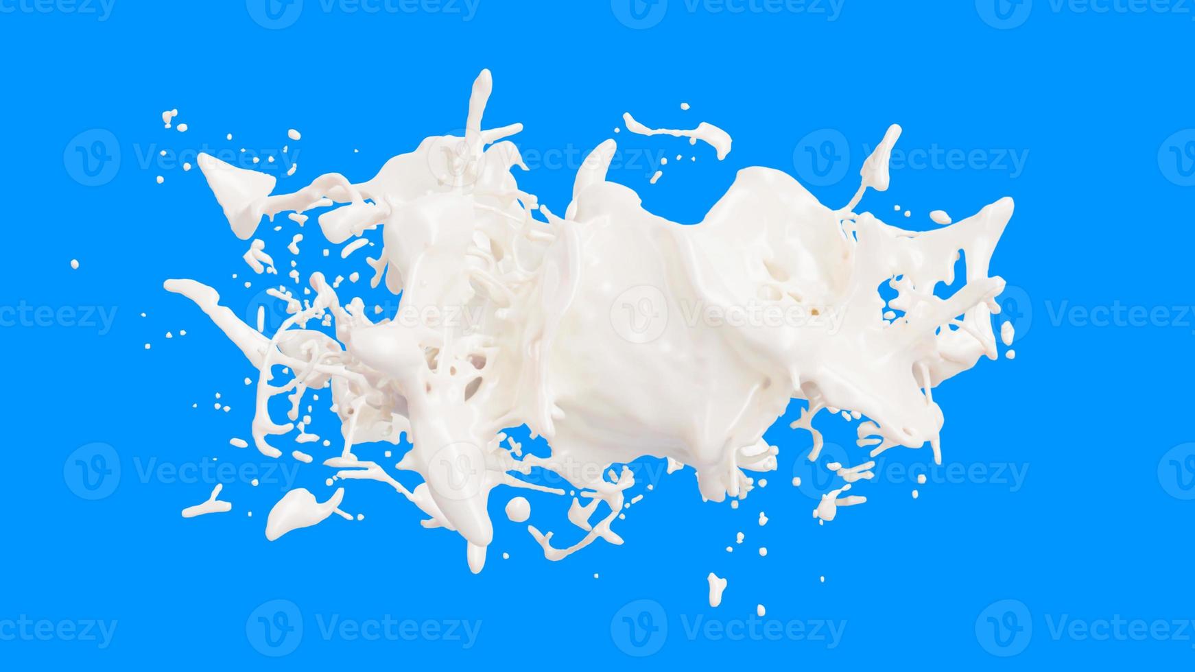 Milk splash with droplets isolated on background. 3d illustration photo