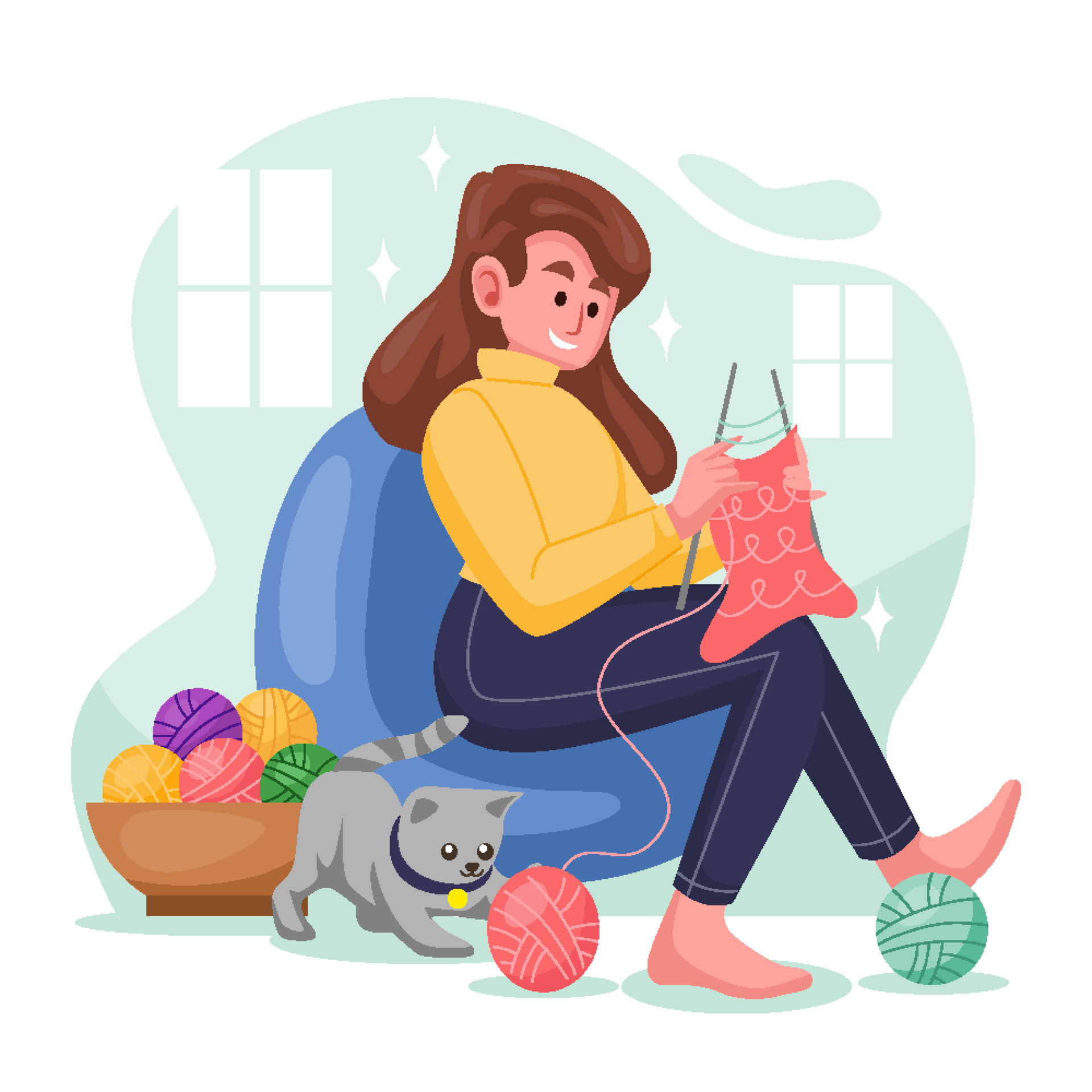 Woman Knitting Vector Art, Icons, and Graphics for Free Download Woman Knitting Vector Art, Icons, and Graphics for Free Download