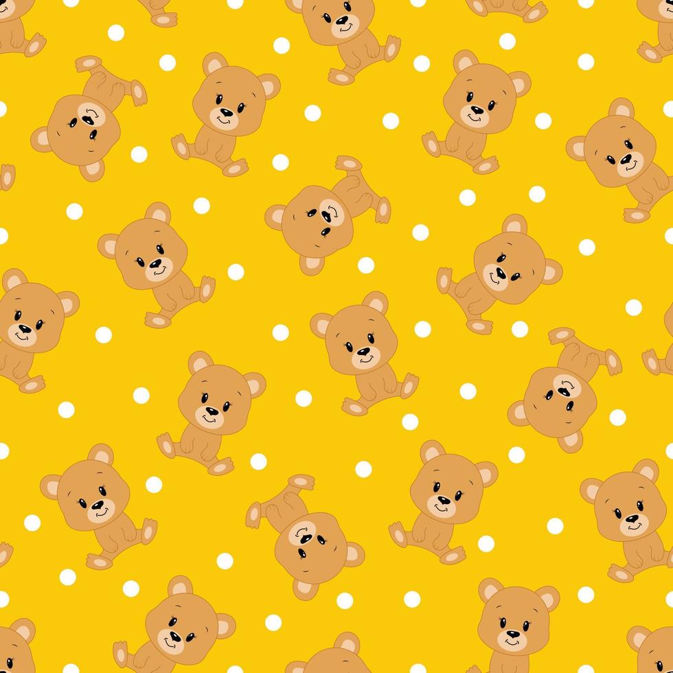 Cute cartoon bear. Vector illustration. Seamless pattern.