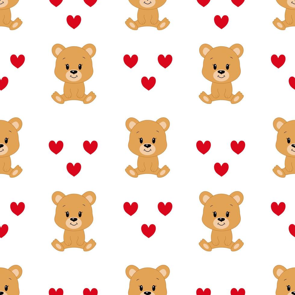 Cute cartoon bear. Vector illustration. Seamless pattern.