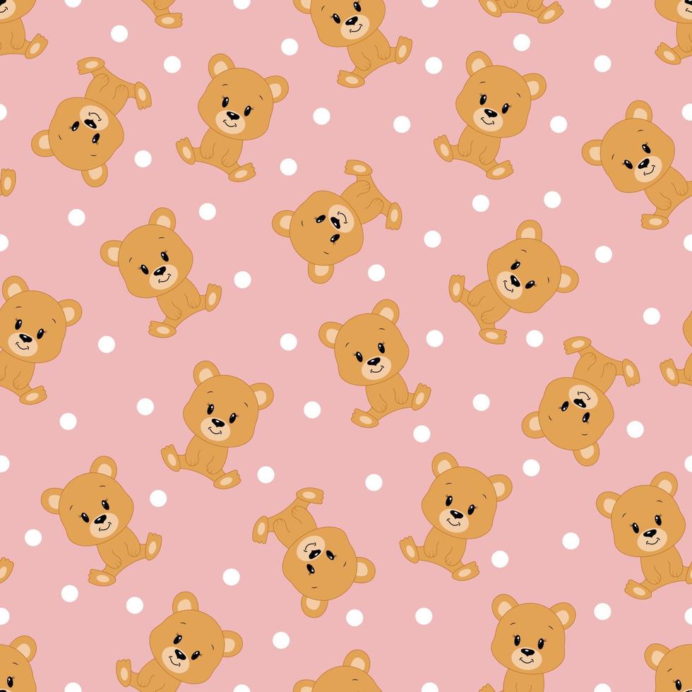 Cute cartoon bear. Vector illustration. Seamless pattern.