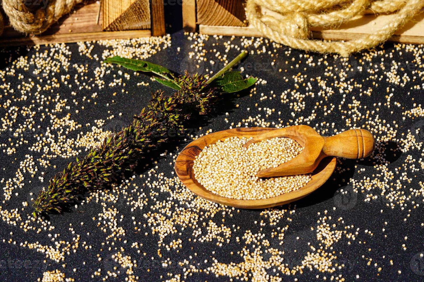 Chenopodium quinoa seed on a wooden table photo