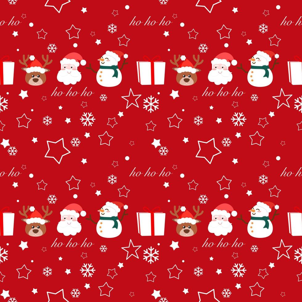 seamless pattern of Santa Claus,reindeer,snowman and snowflakes Design ideas for gift wrapping paper,book covers or fabric prints for Christmas and New Year festivals.vector illustration vector