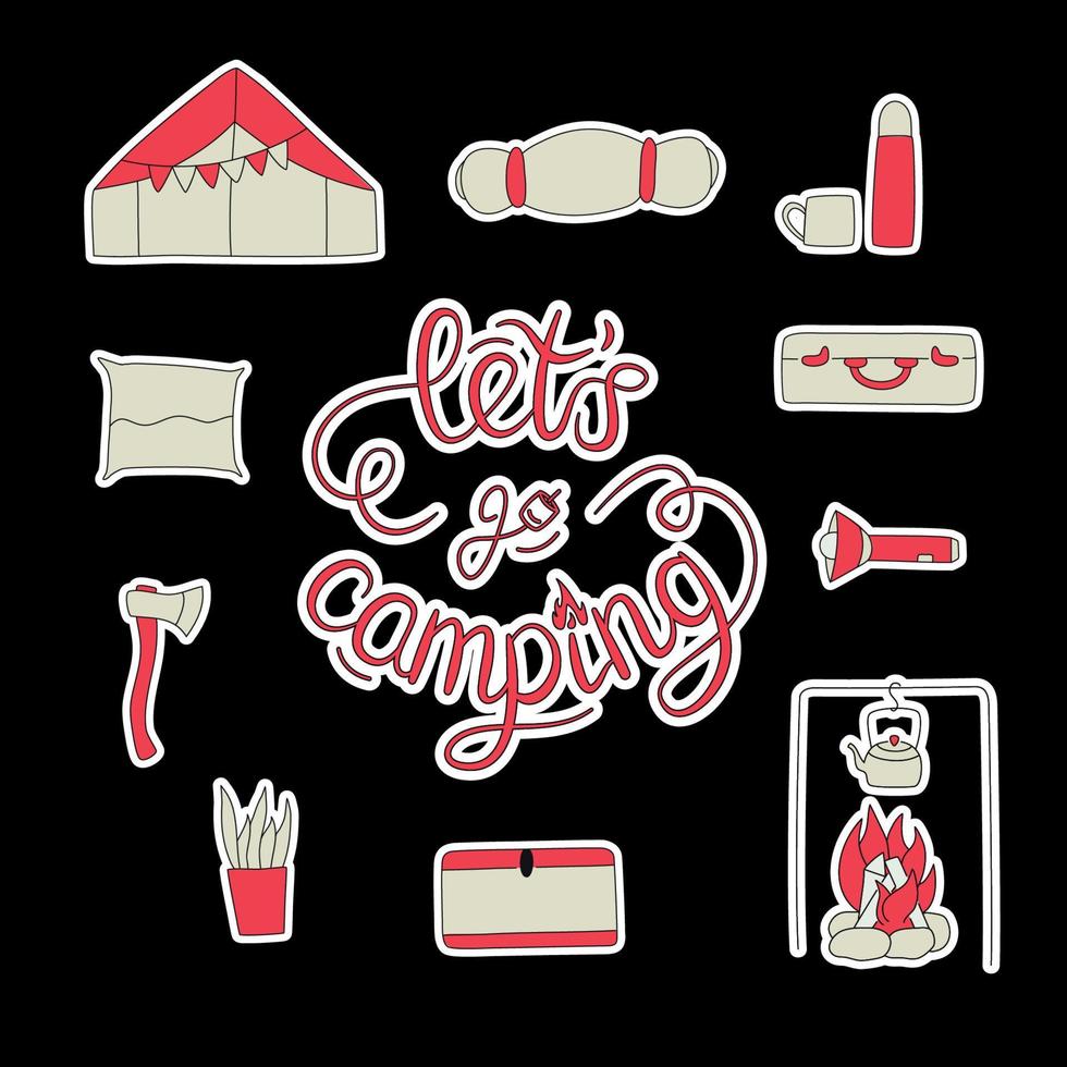 Set of vector hand drawn flat colourful illustrations