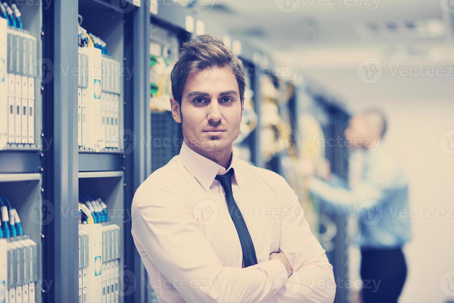it enineers in network server room photo