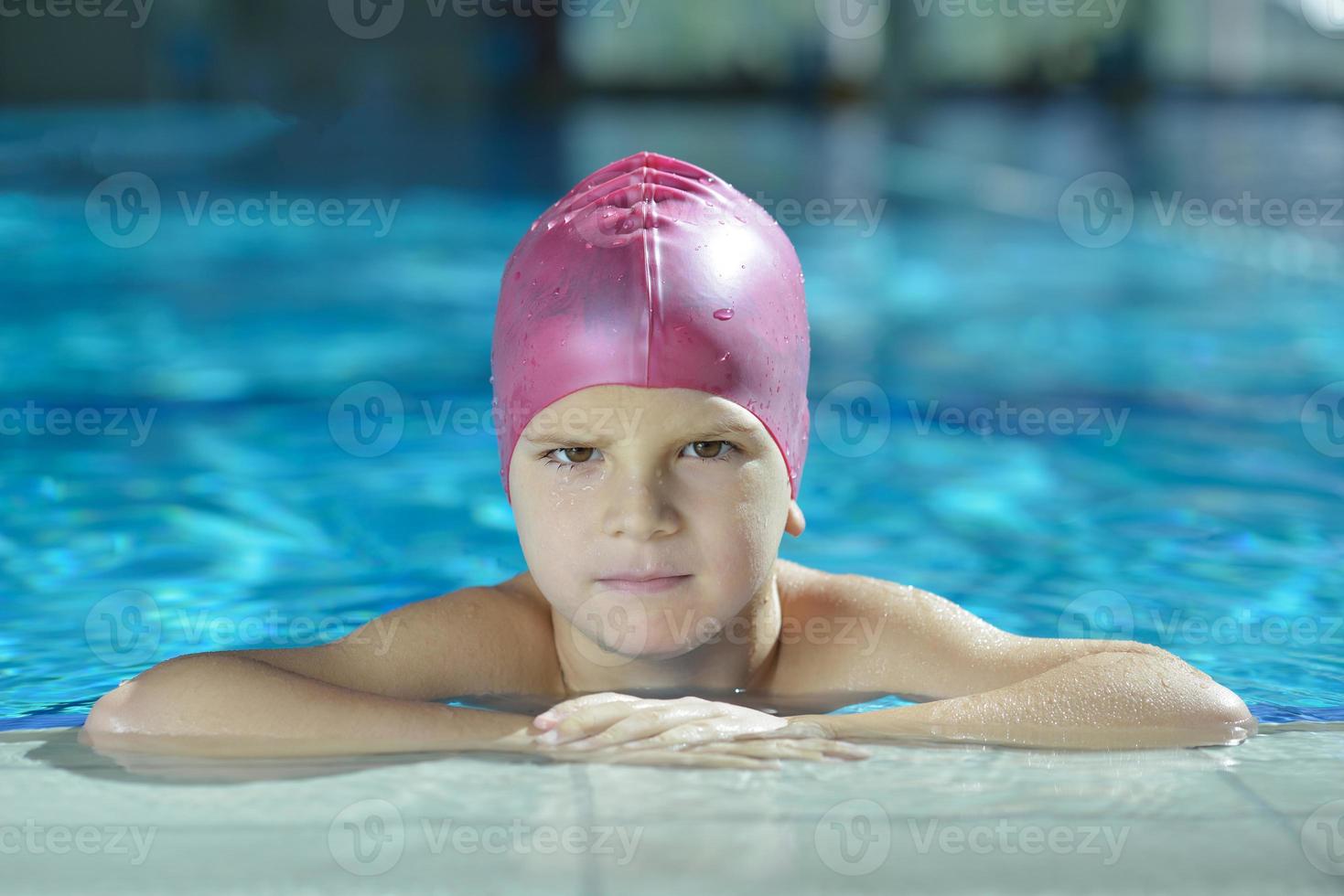 happy child on swimming pool photo