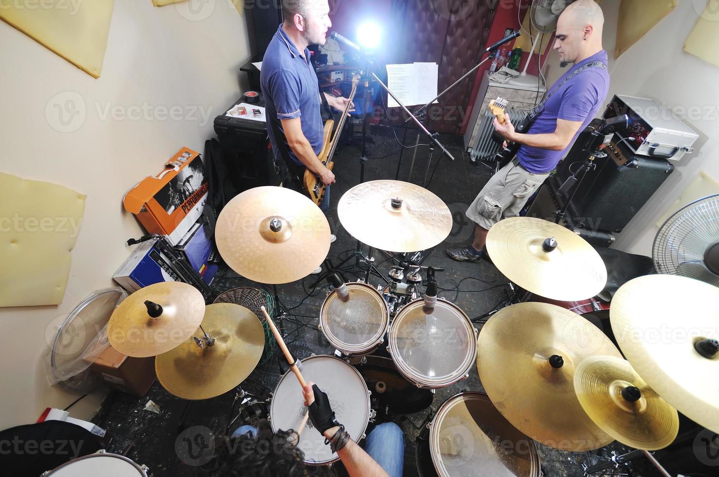 music band have training in garage photo