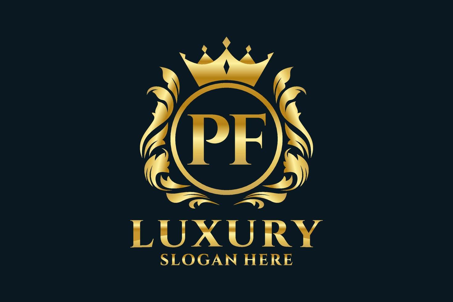 Initial PF Letter Royal Luxury Logo template in vector art for luxurious branding projects and other vector illustration.