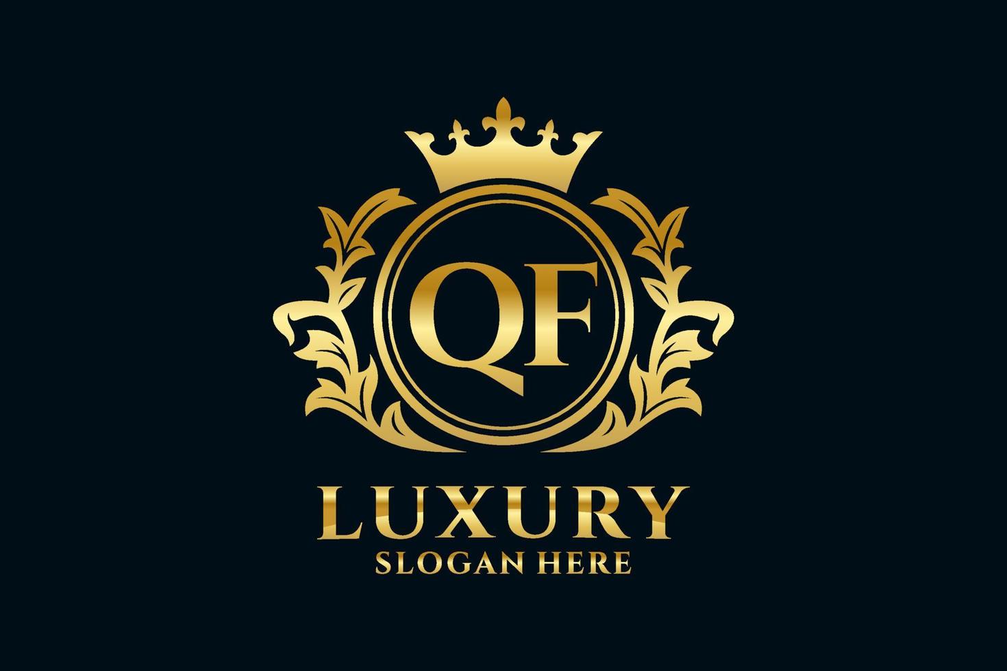 Initial QF Letter Royal Luxury Logo template in vector art for luxurious branding projects and other vector illustration.