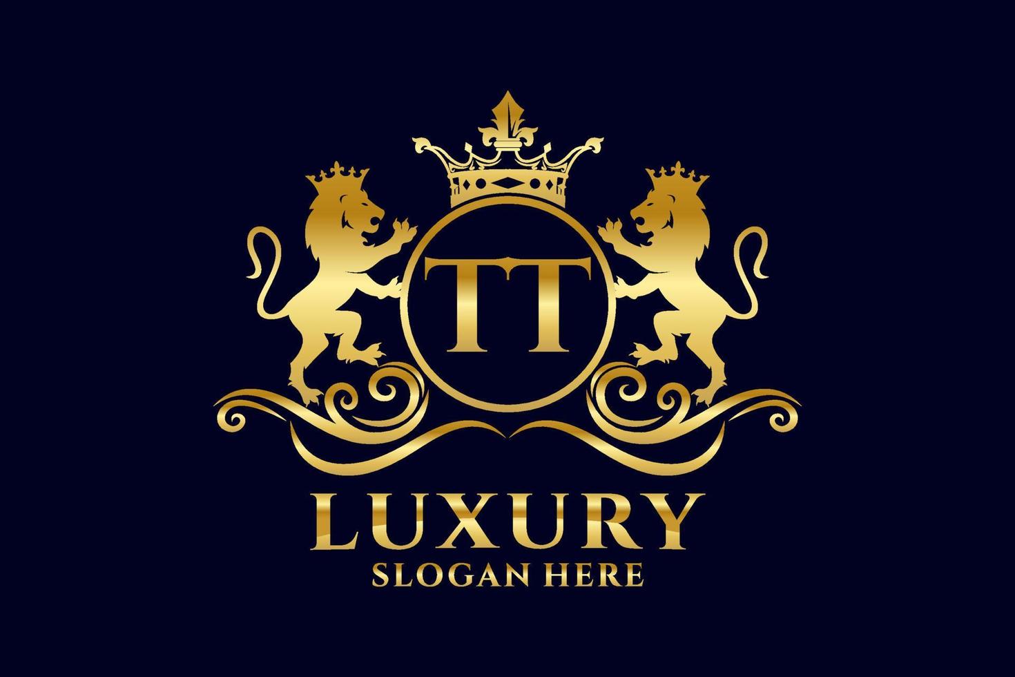 Initial TT Letter Lion Royal Luxury Logo template in vector art for luxurious branding projects and other vector illustration.