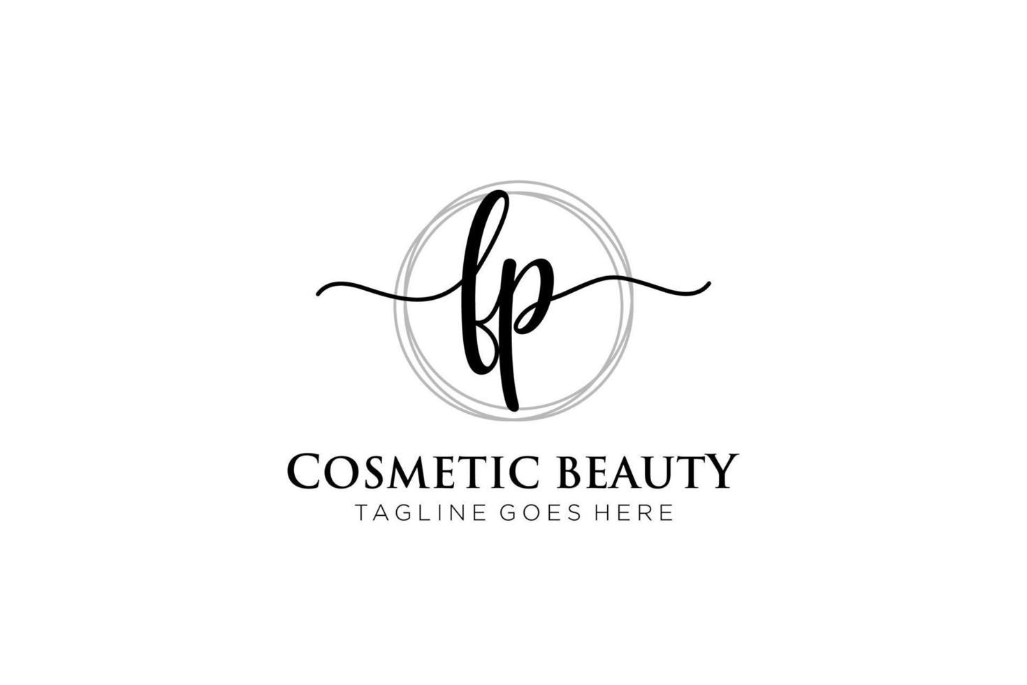 initial FP Feminine logo beauty monogram and elegant logo design, handwriting logo of initial signature, wedding, fashion, floral and botanical with creative template. vector