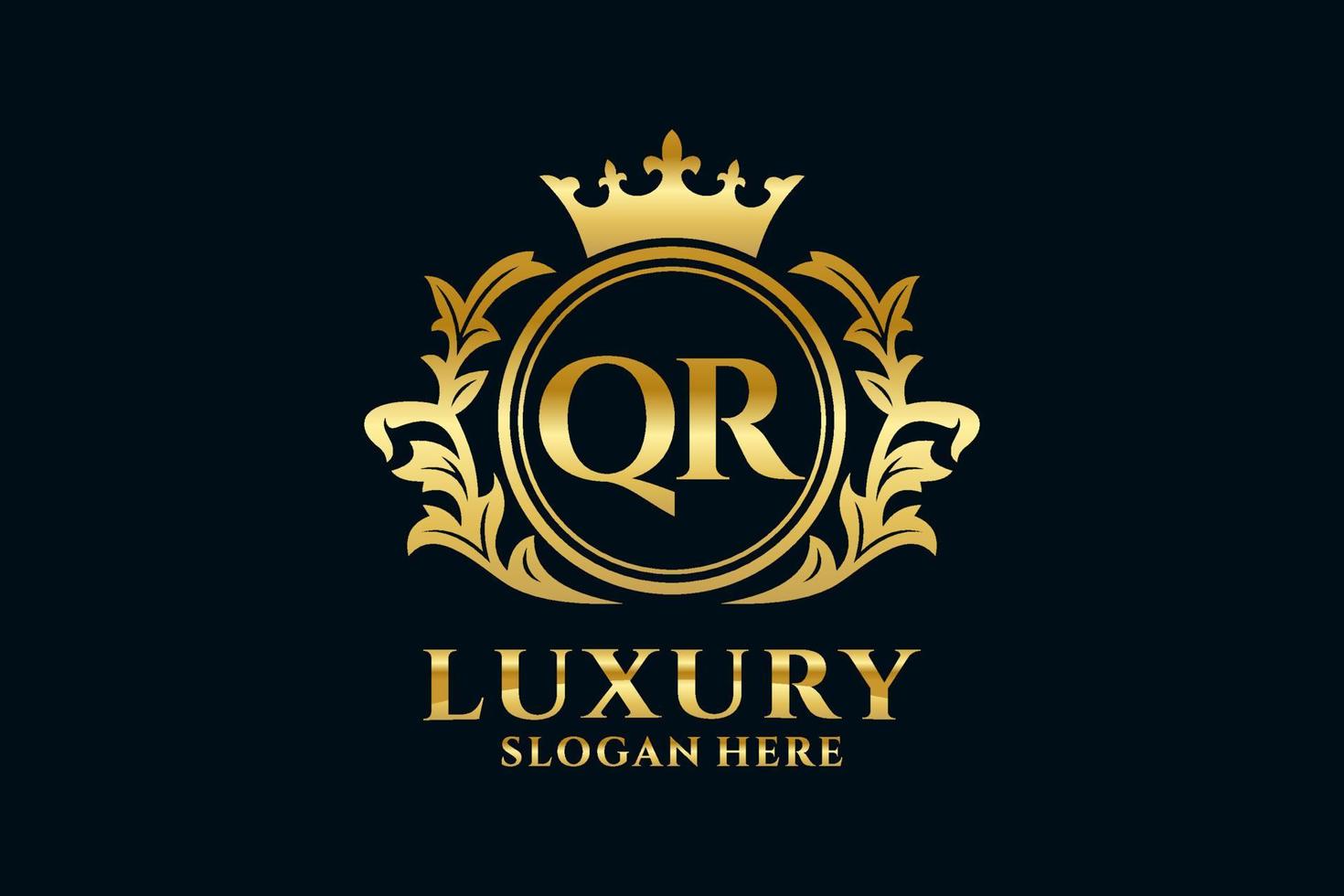 plantilla de logotipo de lujo real con letra qr inicial en arte vectorial para proyectos de marca de lujo y otras ilustraciones vectoriales. vector