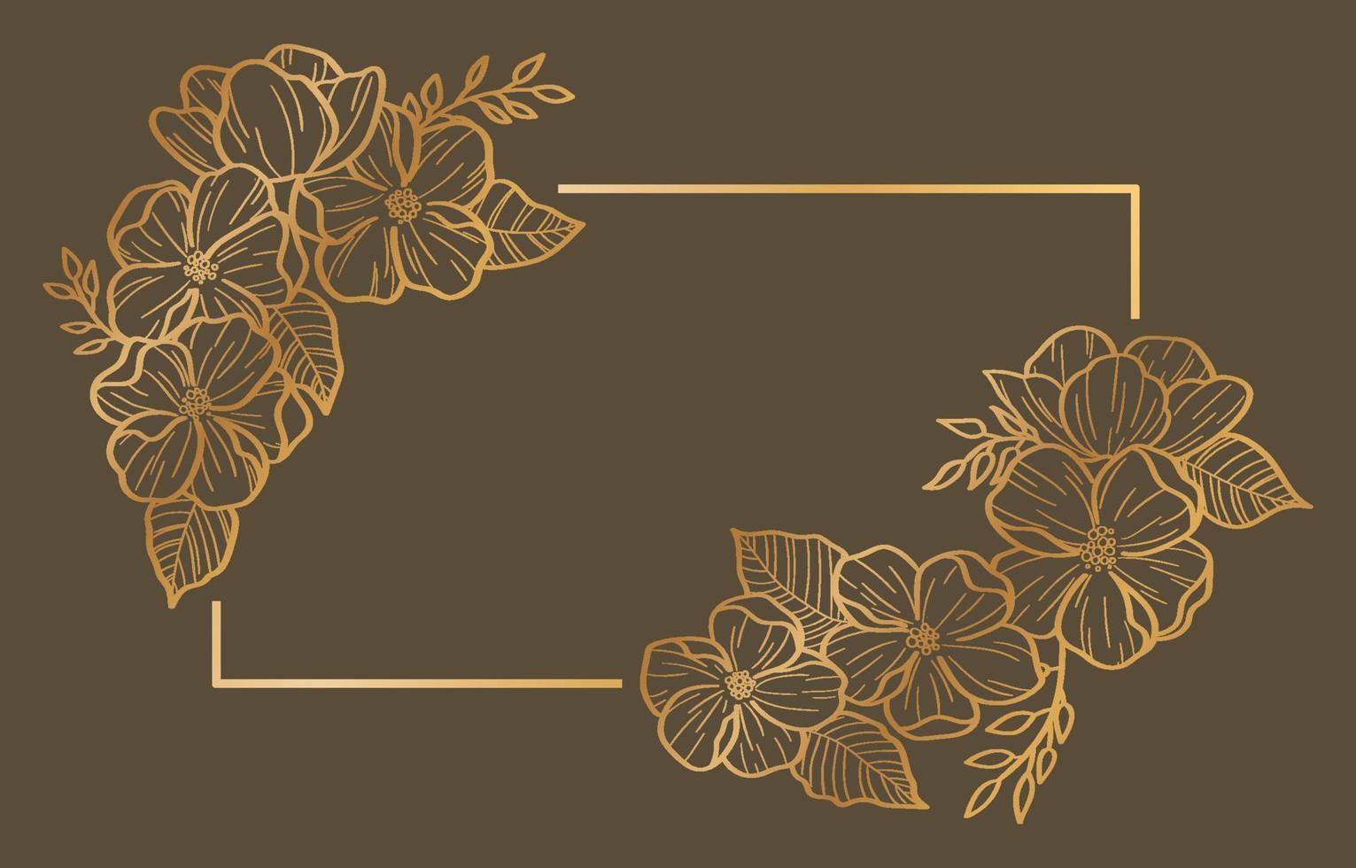 Hand Drawn Gold Flowers vector