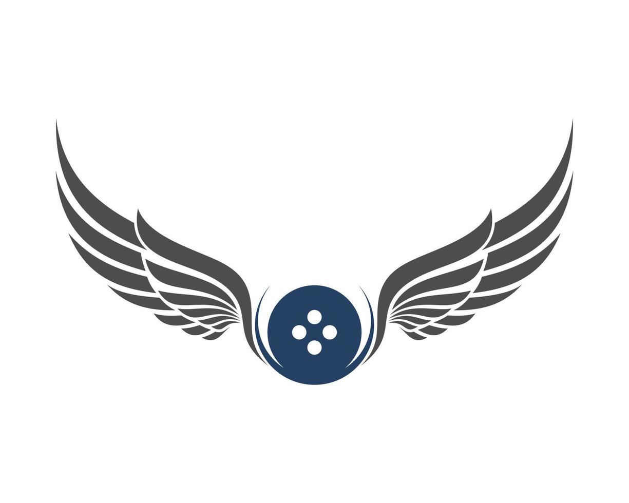 Wings with bowling ball inside vector