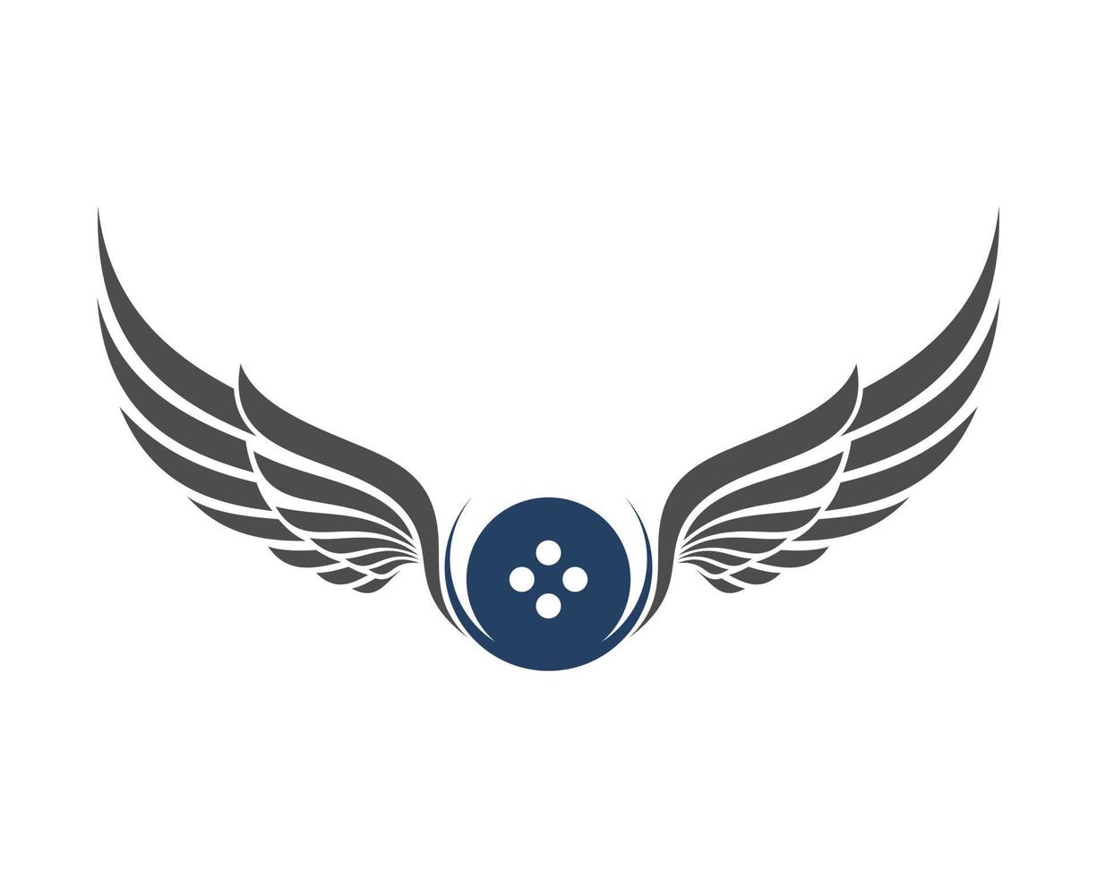 Wings with bowling ball inside vector