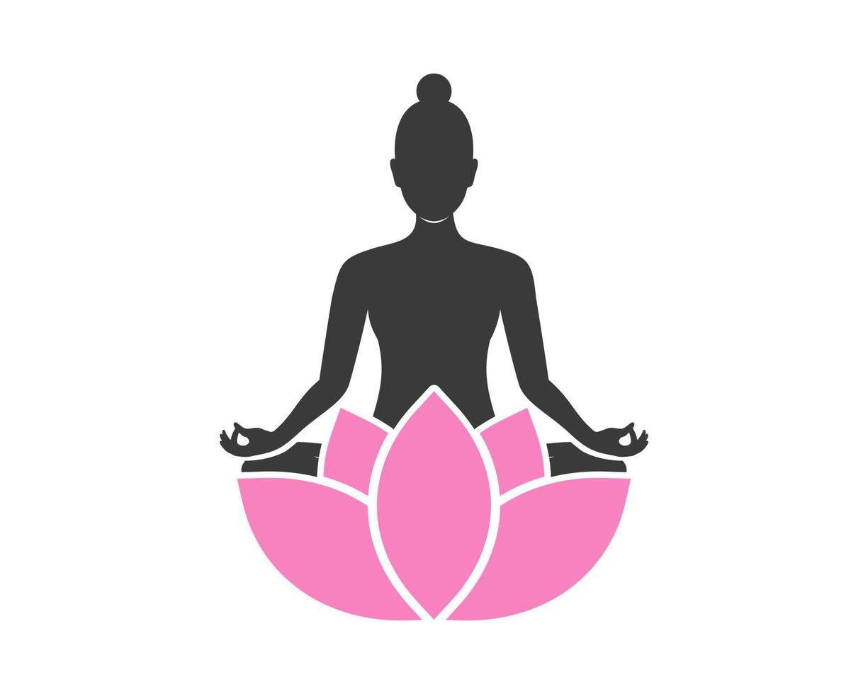 Yoga human with pink flower vector