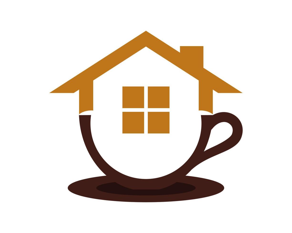 Coffee cup with house shape vector