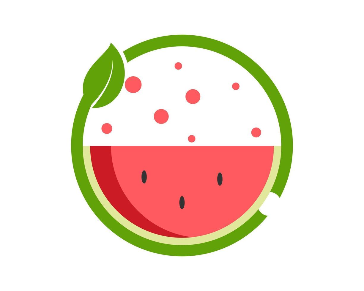 Circle leaf with watermelon inside vector