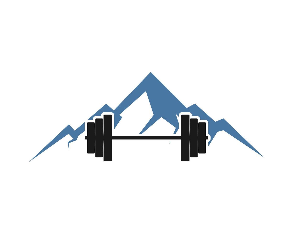 Mountain with barbell shape inside vector