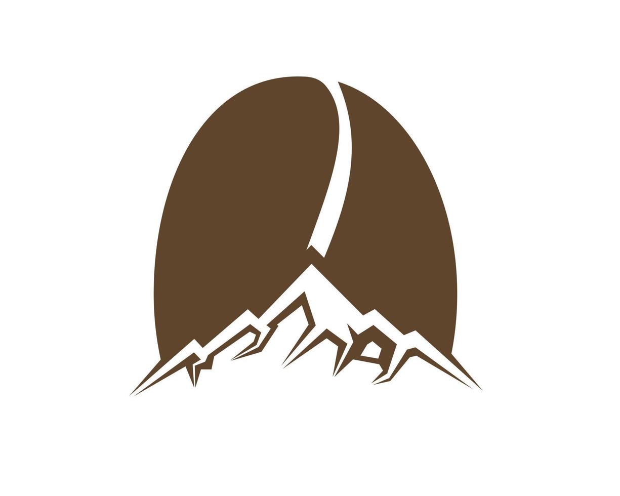Coffee bean with mountain shape vector