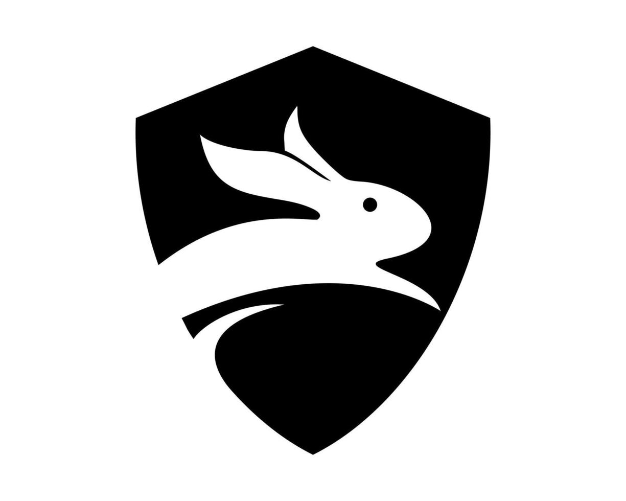 Shield shape with rabbit inside vector
