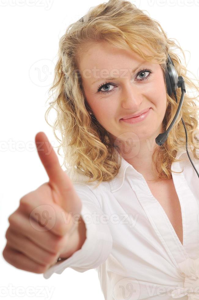 headset woman on white photo