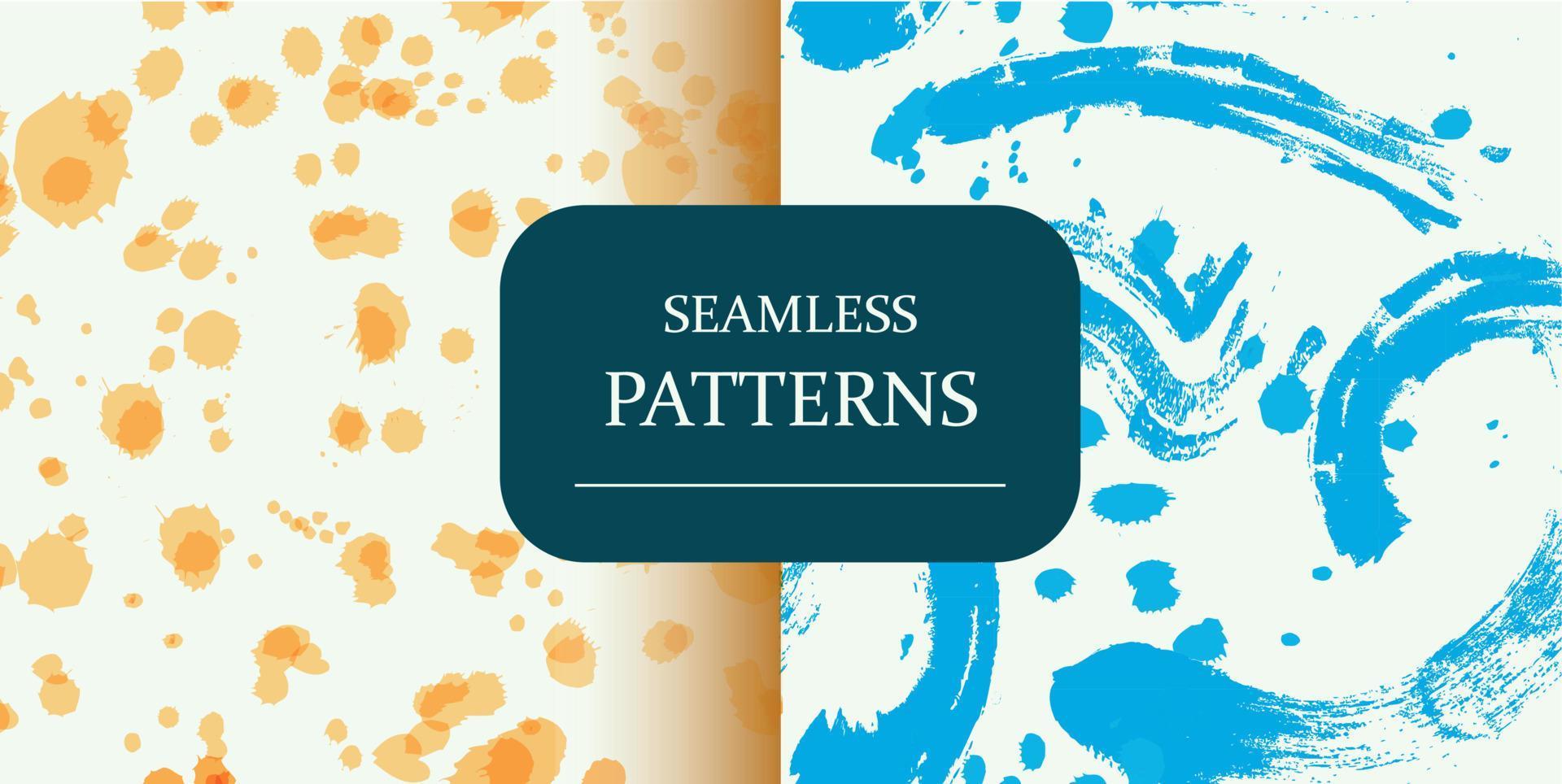 Two seamless patterns with watercolor dots and lines. Abstract decoration vector