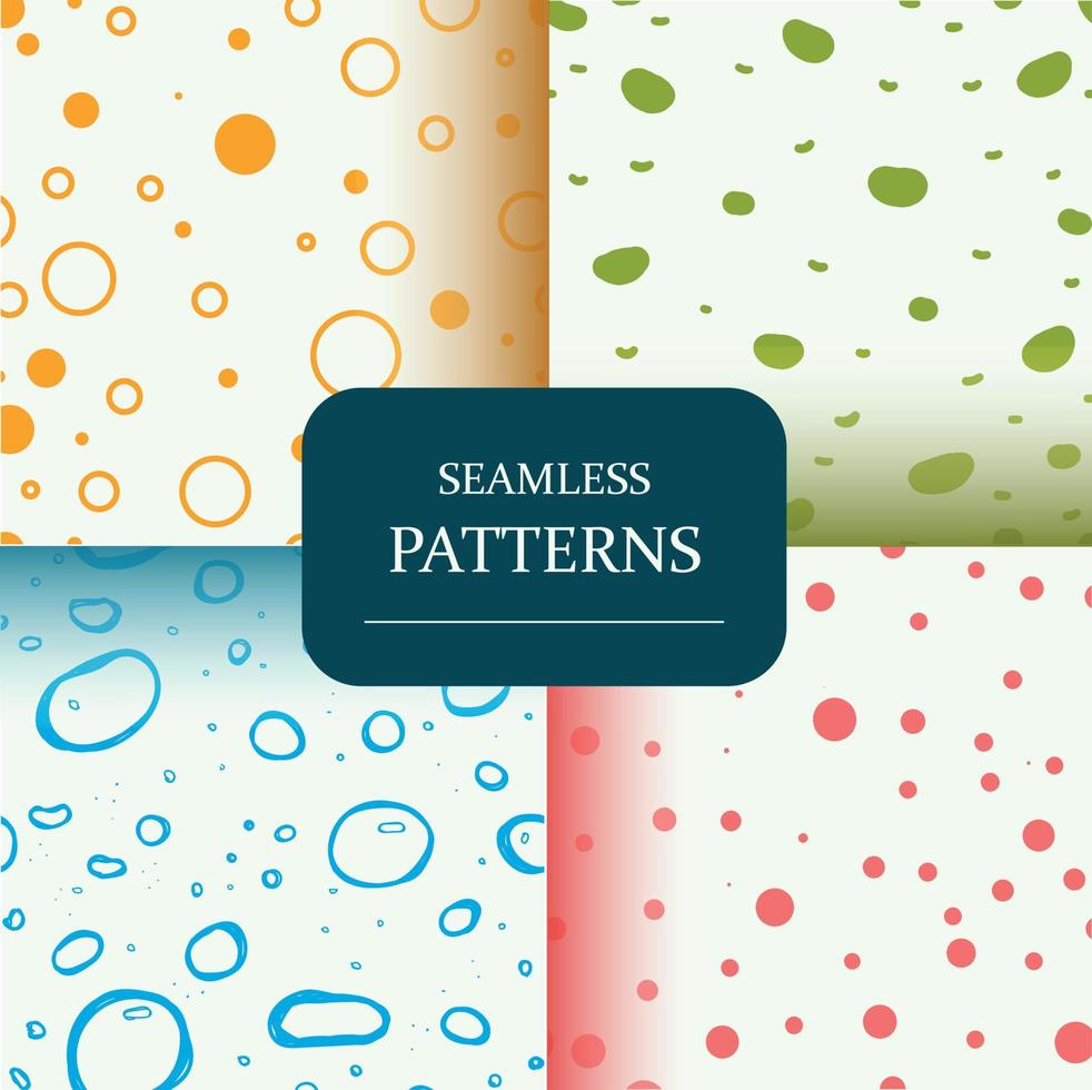 Set of seamless patterns with watercolor dots and lines. Abstract decoration vector