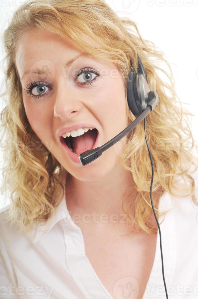 business woman headset photo