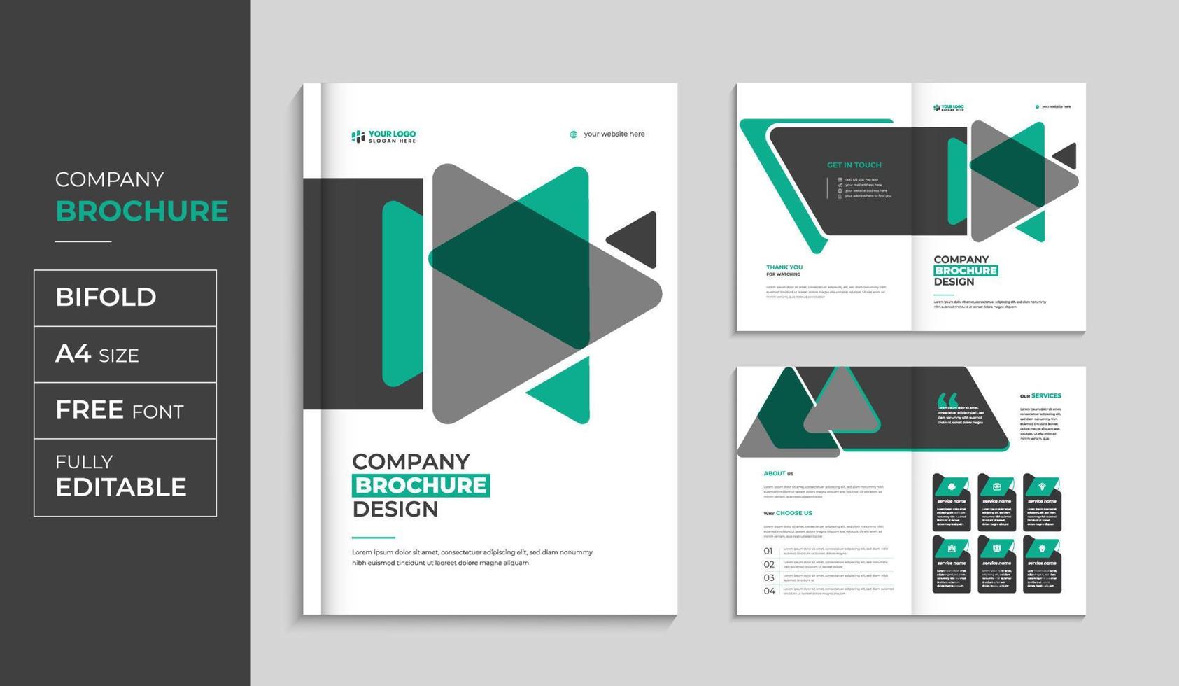 folleto corporativo y conjunto de plantillas de diseño de portada de informe anual de perfil de empresa vector