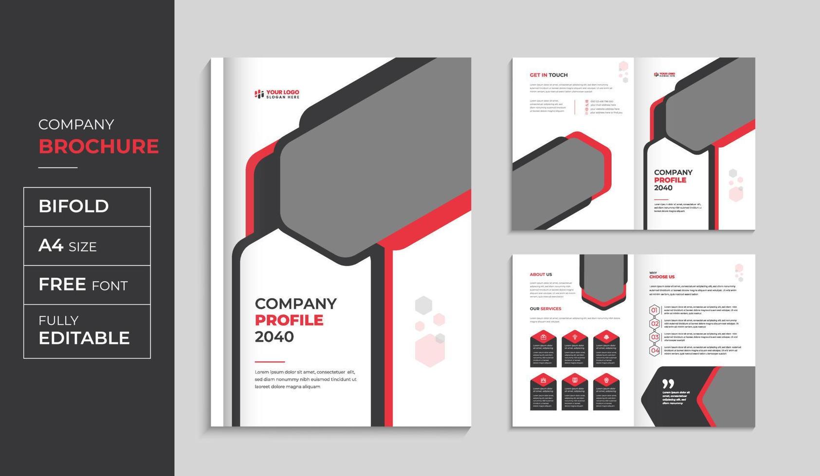 folleto corporativo y conjunto de plantillas de diseño de portada de informe anual de perfil de empresa vector