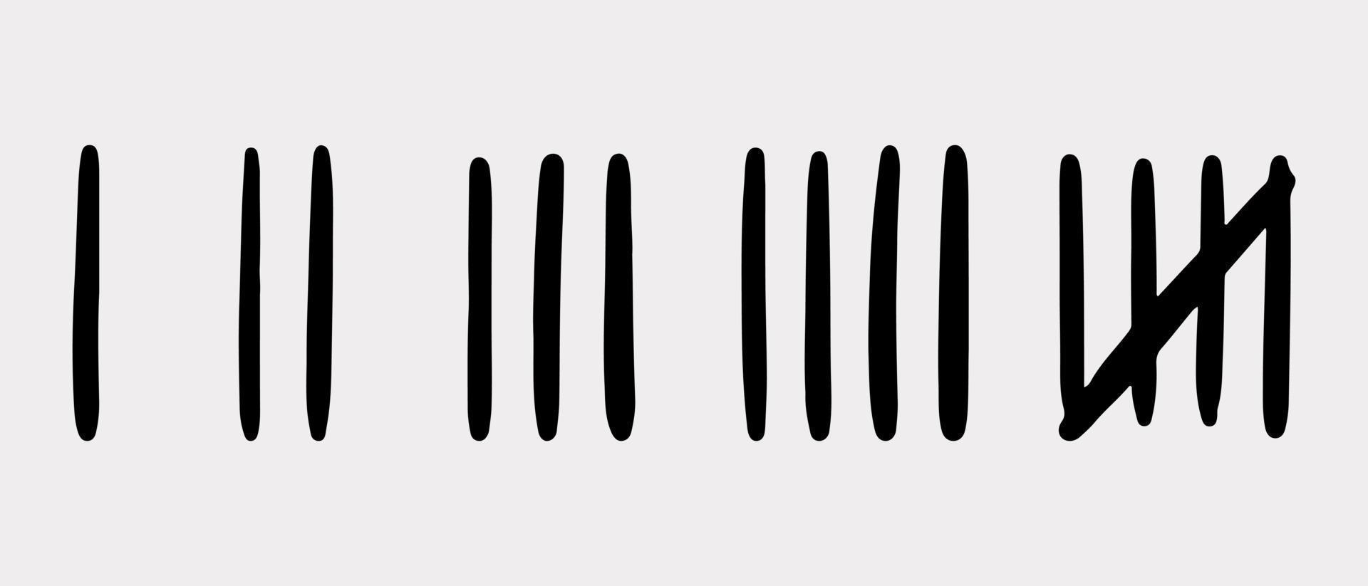 Doodle sketch style of Hand drawn Count bar cartoon vector illustration. Count the days counted in slashes on the walls of a prison or deserted island .