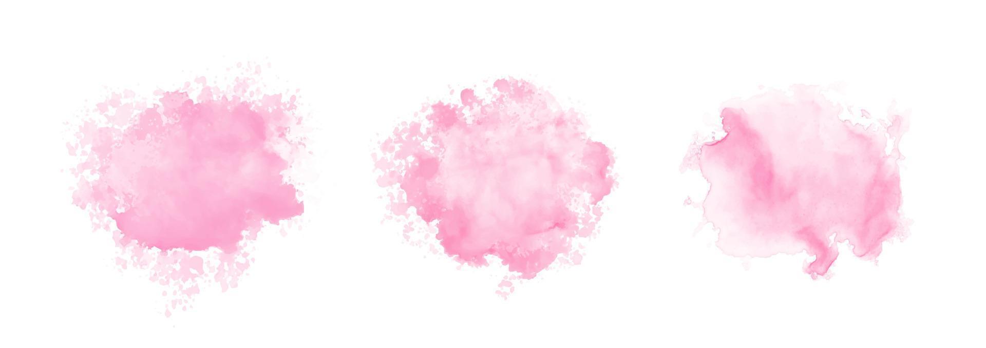 Abstract pink watercolor water splash set. Vector watercolour texture in rose color