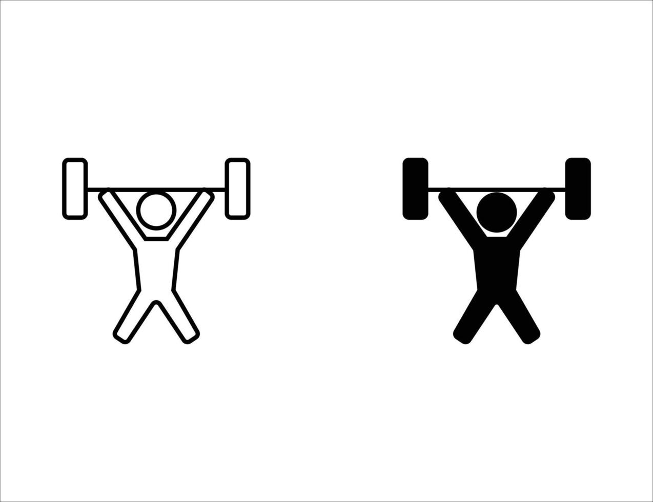 weightlifting icon. outline icon and solid icon vector