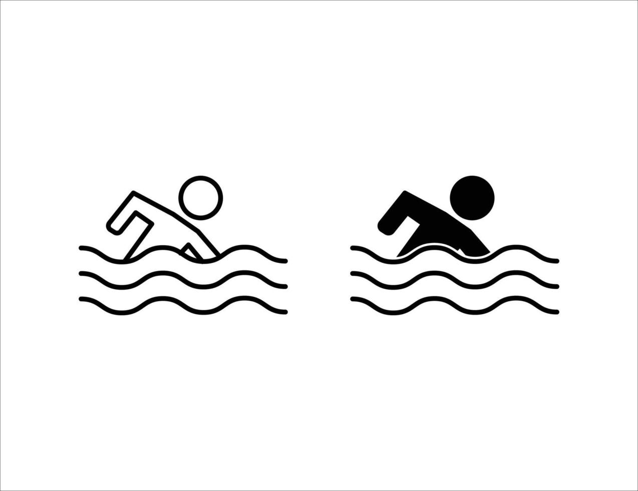 icono de natación. icono de contorno e icono sólido vector