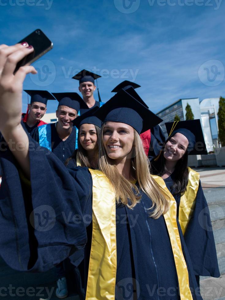 students group in graduates making selfie photo