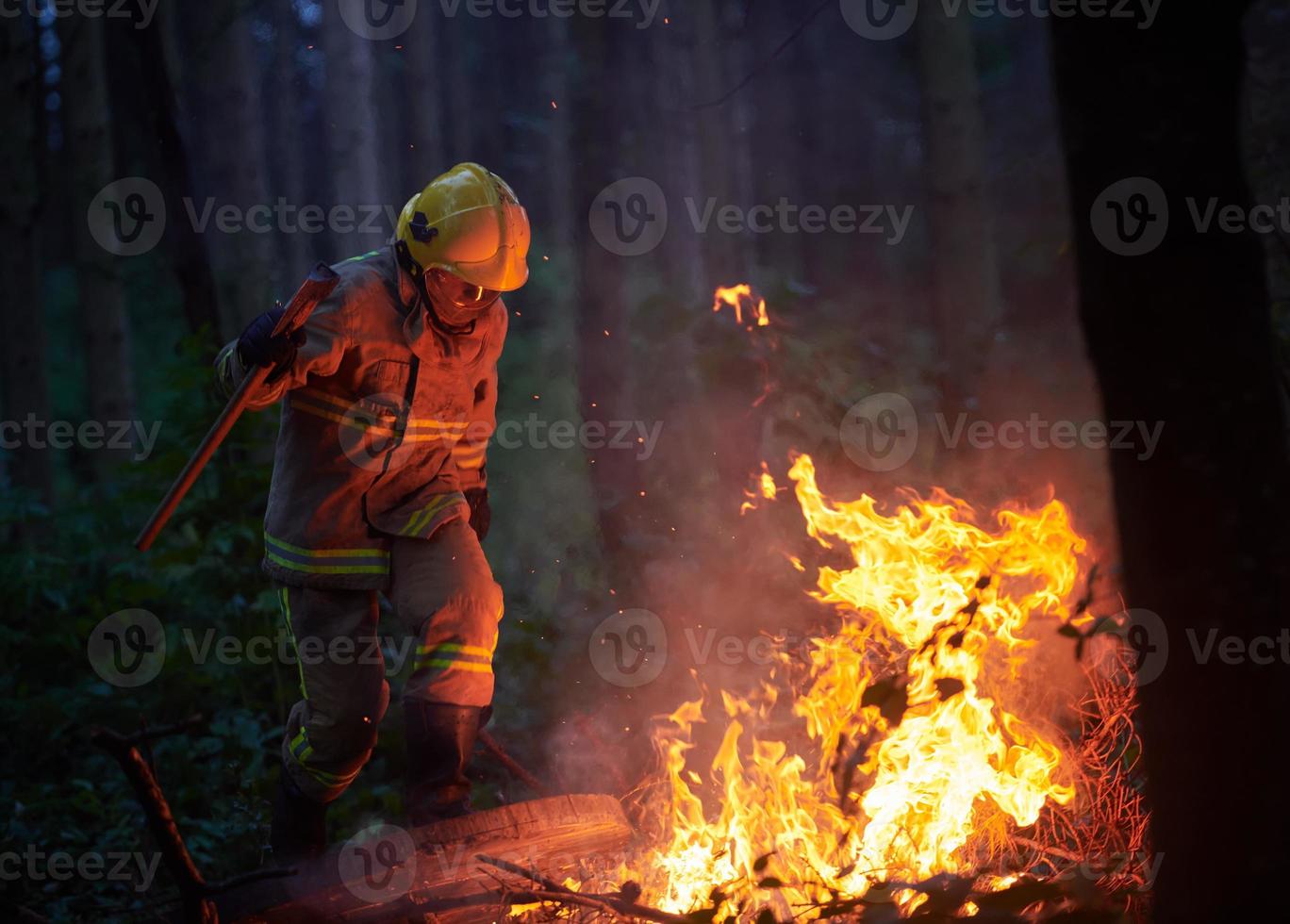 Firefighter in action photo