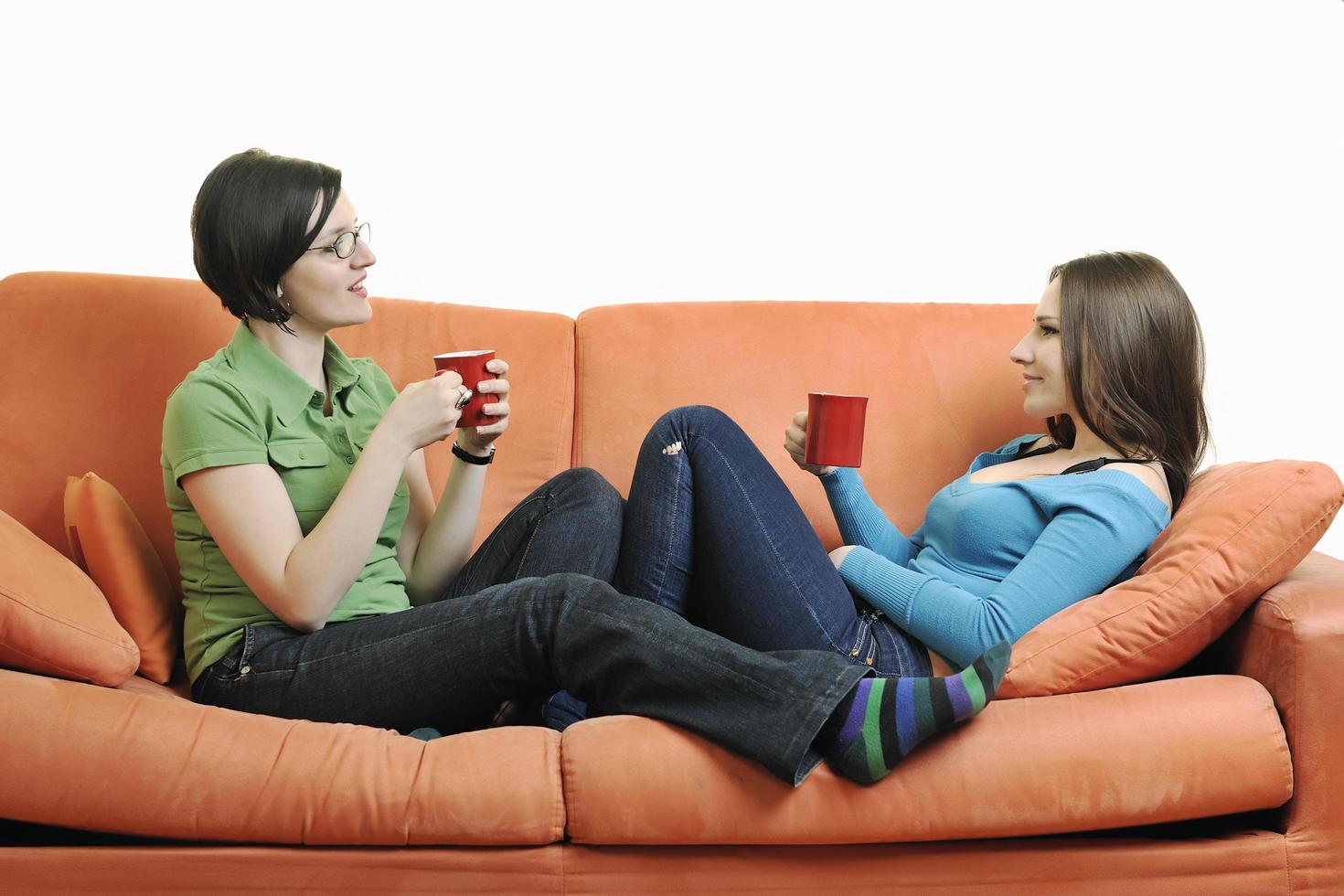 Coffee time on sofa photo
