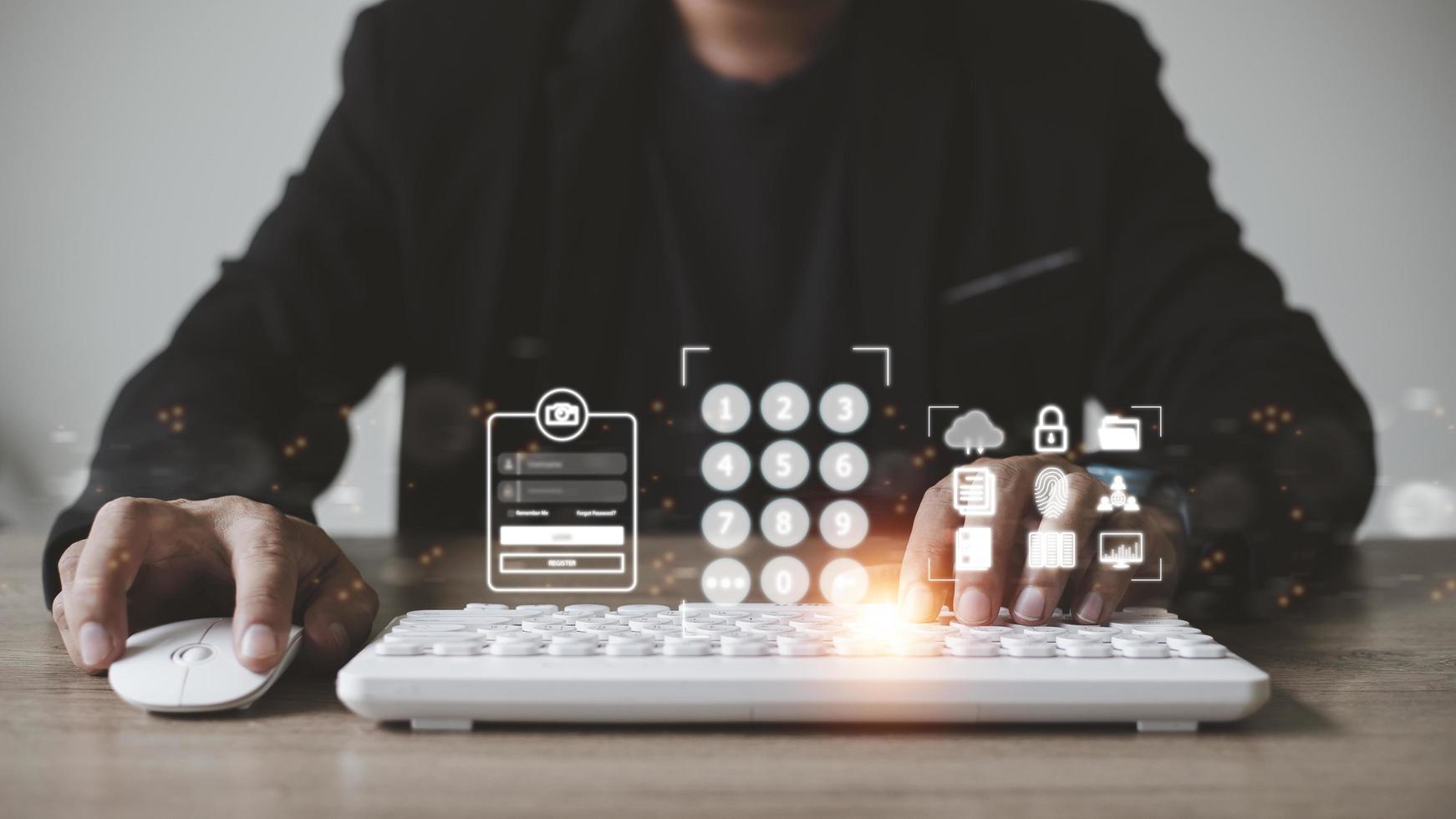 login and password, cyber security concept, data protection and secured internet access, cybersecurity photo