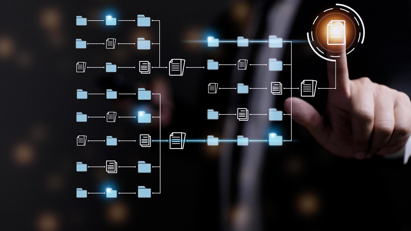 document management system DMS databases and online documents, and automatic file management processes, ERP technology to manage documents. photo