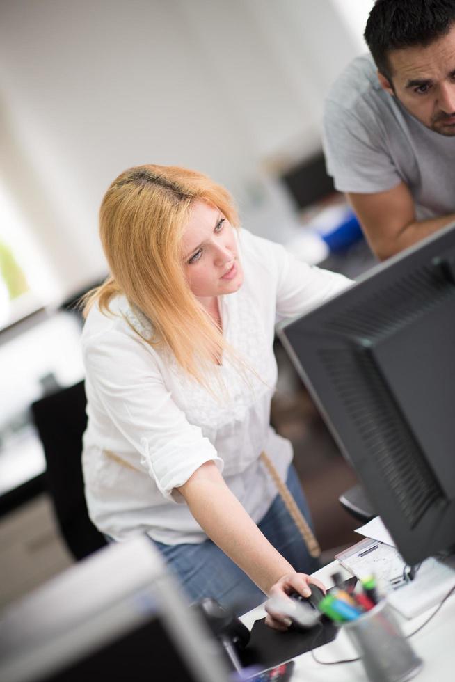 designers in office at the wooden furniture manufacture photo