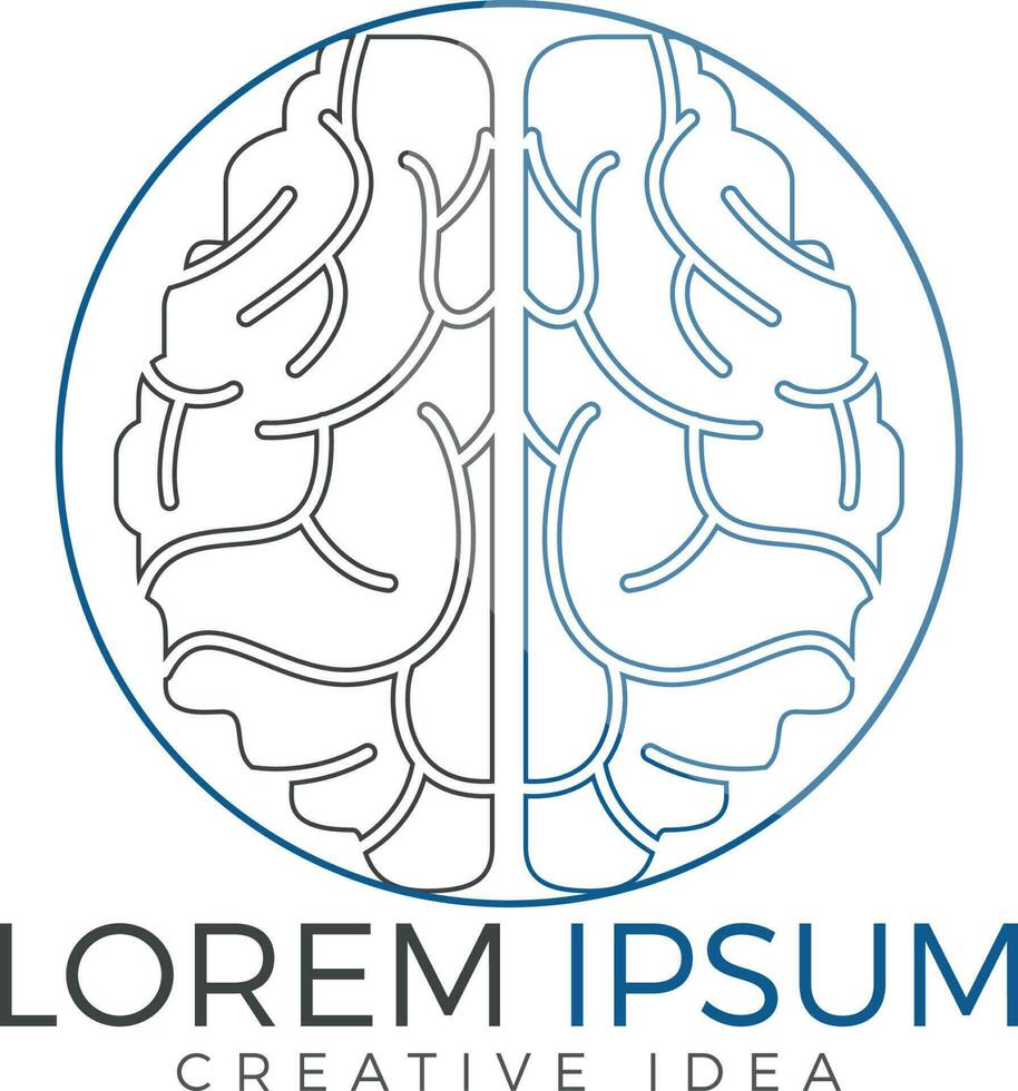 Creative brain logo design. Think idea concept.Brainstorm power thinking brain Logotype icon. vector
