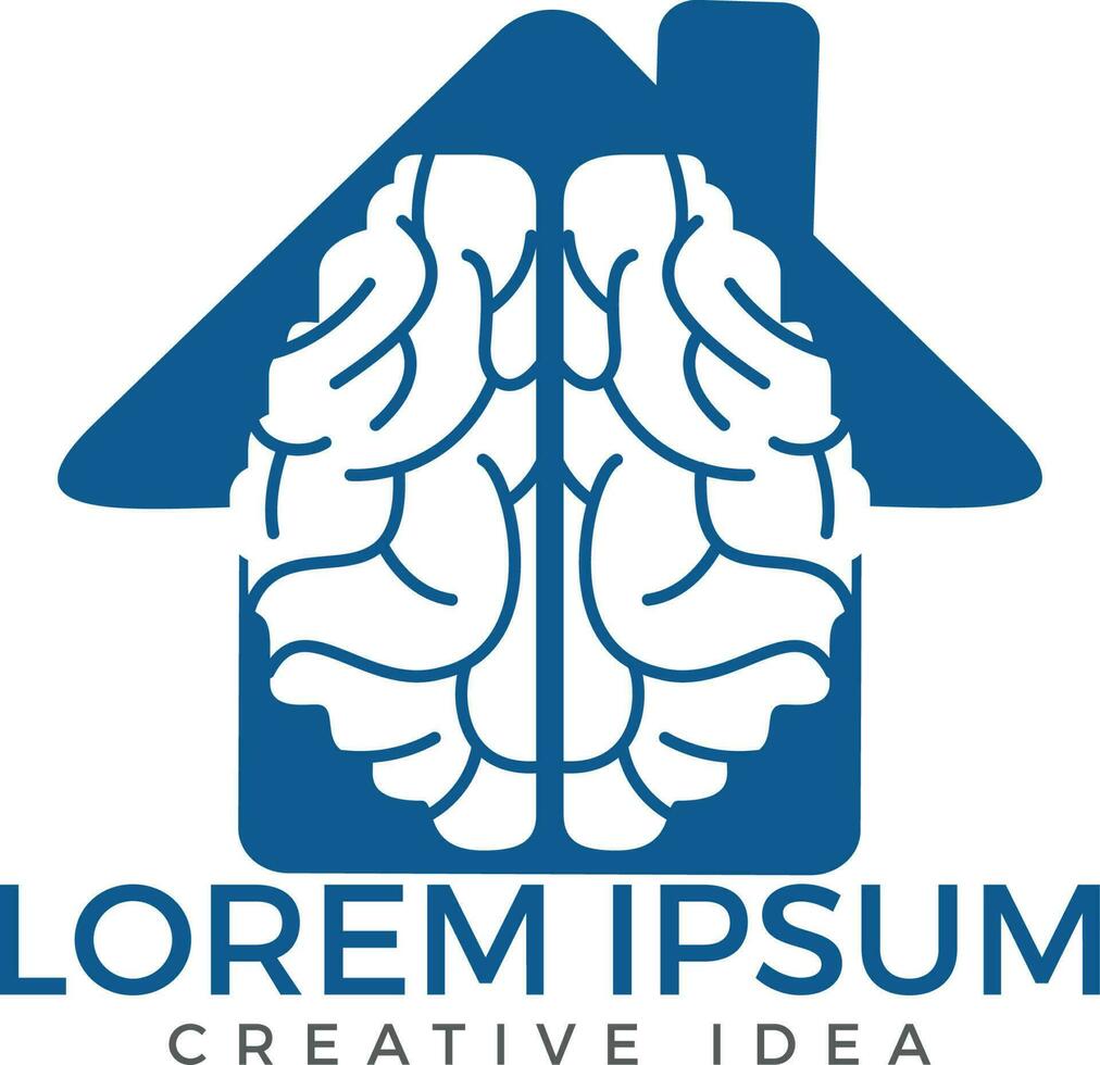 diseño creativo del logo de la casa del cerebro. pensar en el concepto de idea. lluvia de ideas icono de logotipo de cerebro de pensamiento de poder. vector