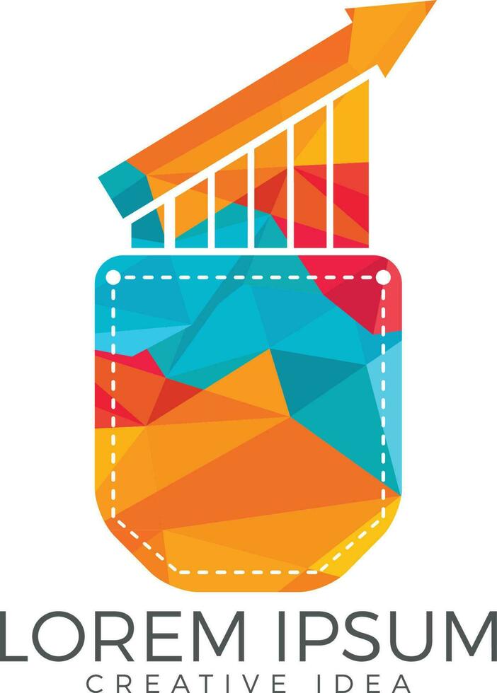 Pocket Trader Logo Design. Pocket and business graph icon design. vector
