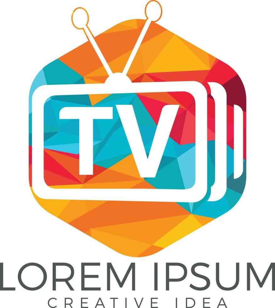 diseño del logo de tv con letras. plantilla de concepto de diseño de logotipo de medios de televisión. vector