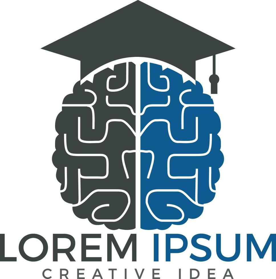 diseño de iconos de cerebro y gorra de graduación. diseño de logotipo educativo e institucional. vector