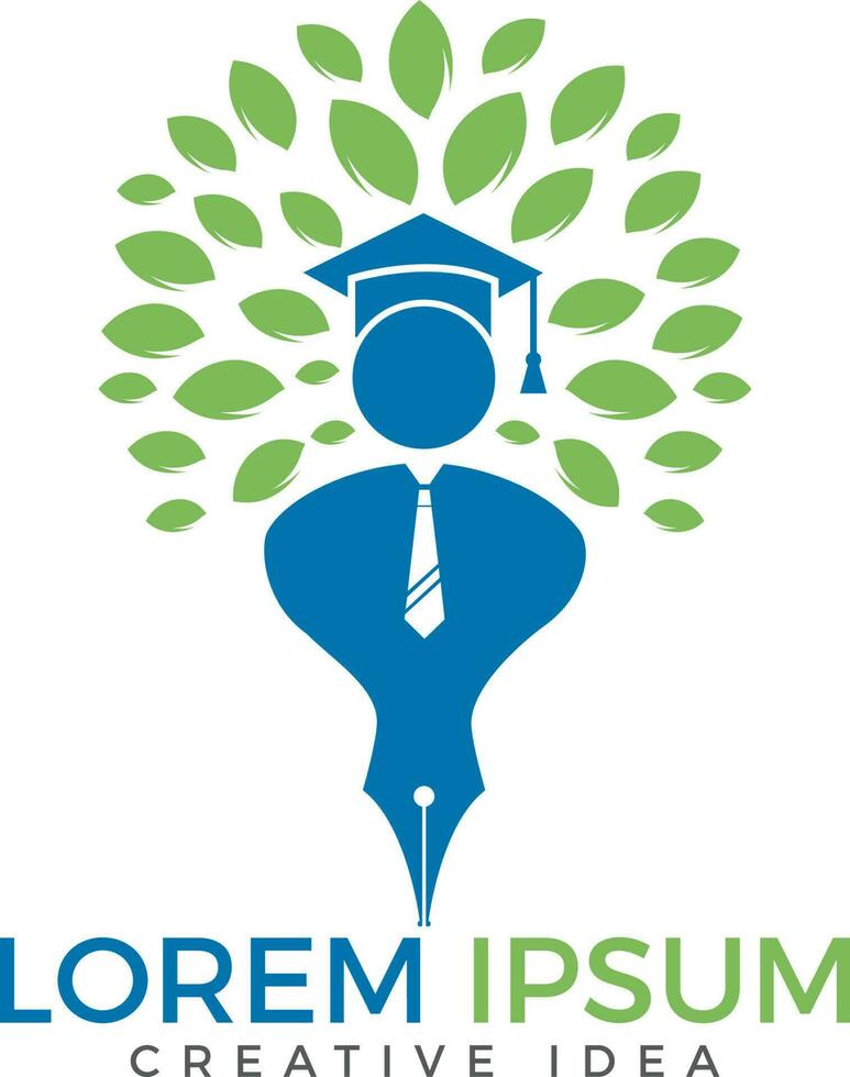 Student tree logo design. Institutional and educational vector logo design.