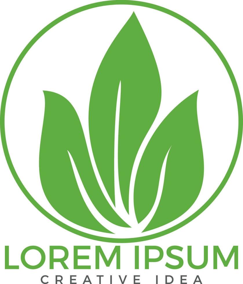 Green leaf ecology nature vector design. Environment decoration modern leaf emblem.