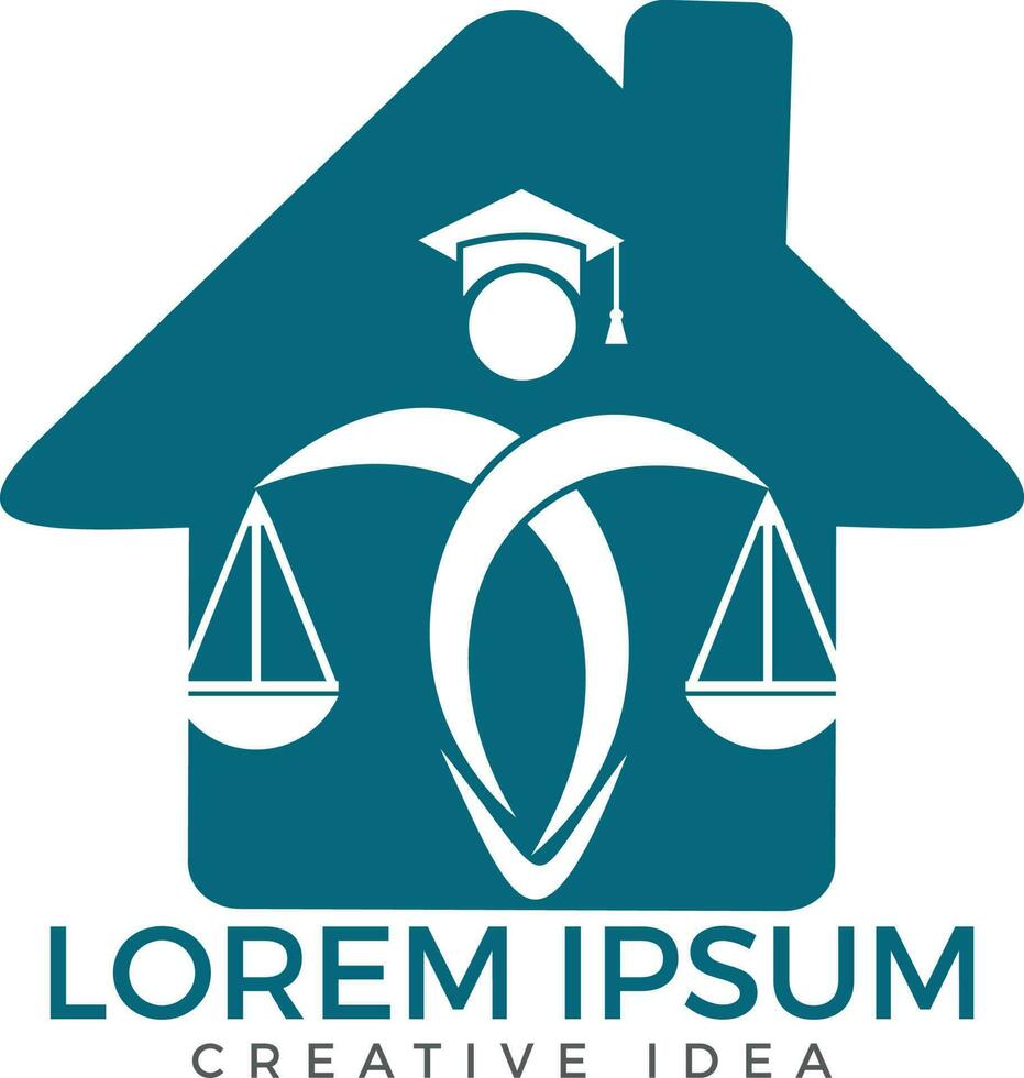 Man Holding Scales of Justice Logo. Law House Logo Design. Property Law Logo, Real estate and law symbol. vector