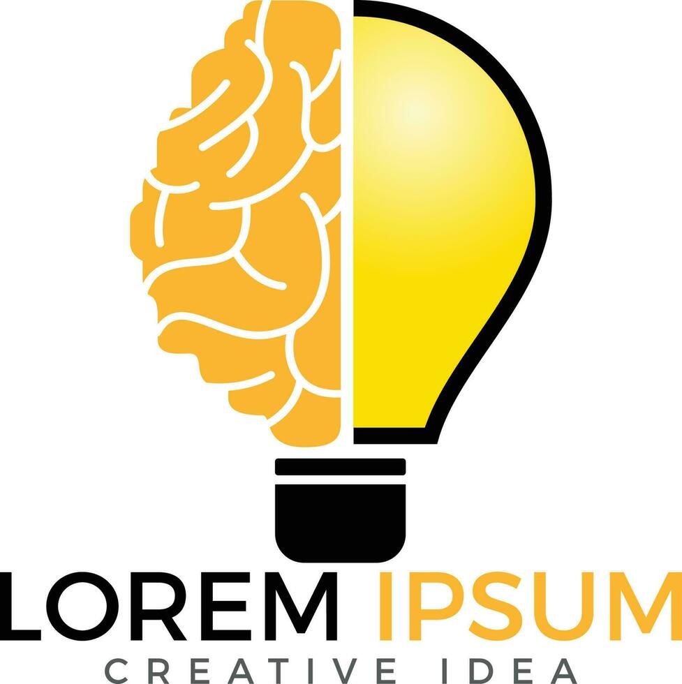 Bulb and brain logo design. Creative light bulb idea brain vector icon.